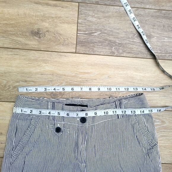 Larry Levine Petite short pants / capris blue and white vertical mini striped 4p - Picture 2 of 11